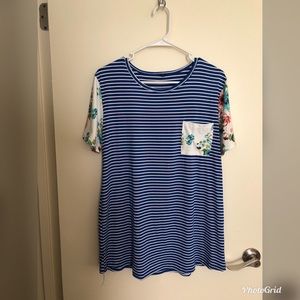 Stripe and floral shirt